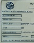 MATRÍCULA DE ABASTECEDOR DEL PARTIDO DE BERAZATEGUI